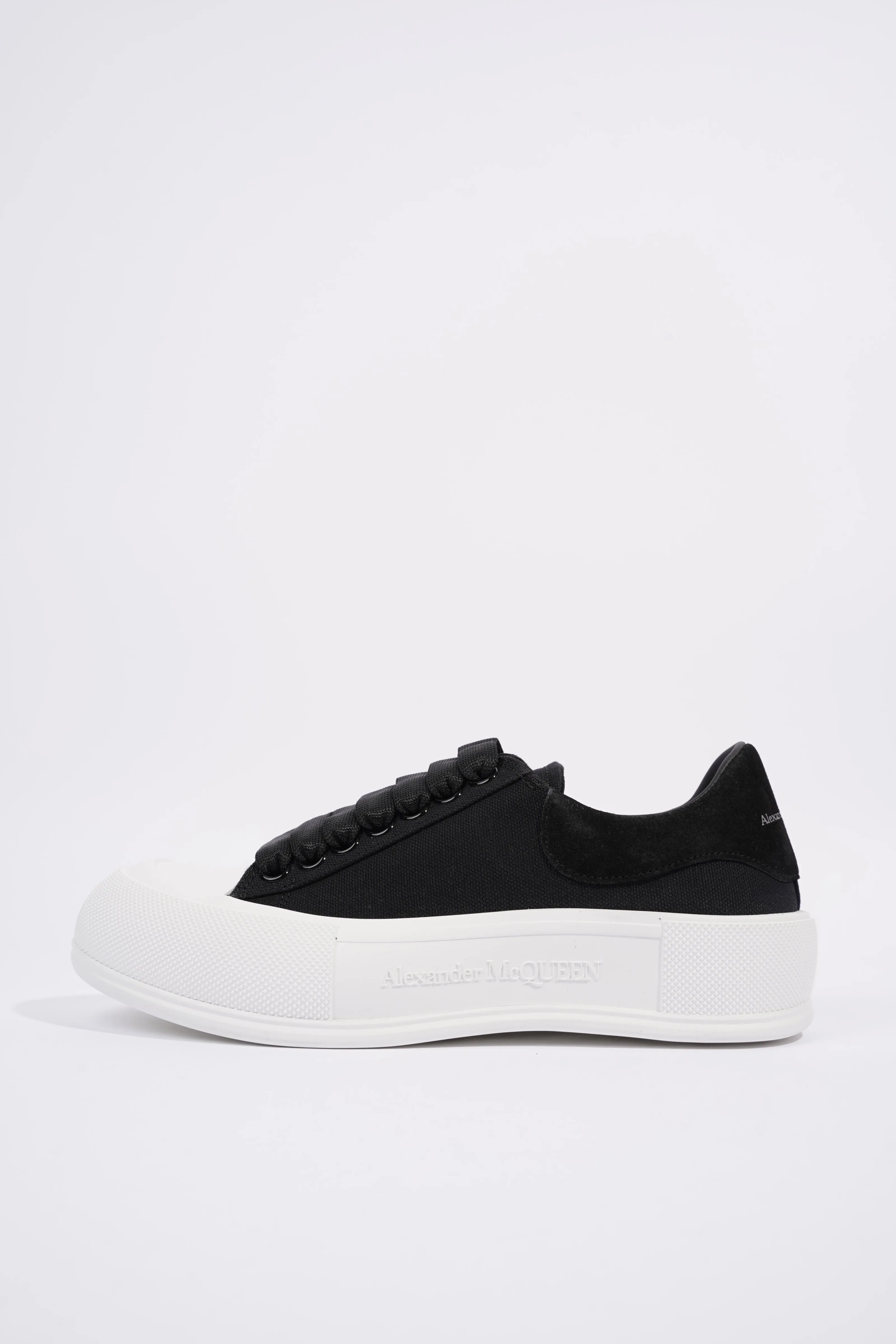 Alexander McQueen Deck Plimsoll Black / White Canvas EU 37 UK 4