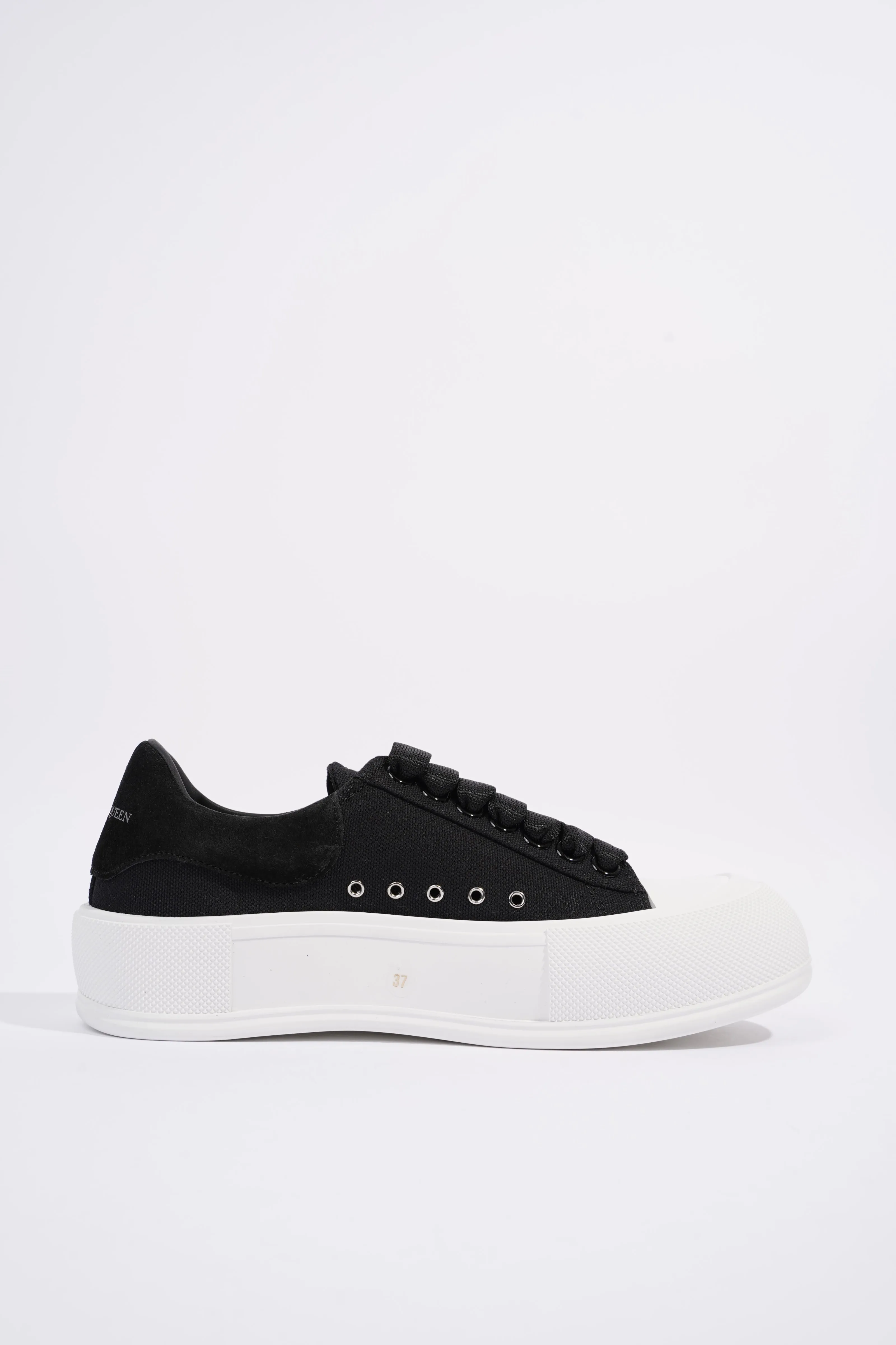 Alexander McQueen Deck Plimsoll Black / White Canvas EU 37 UK 4