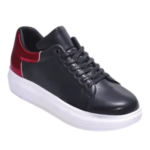 Black Leather Sneakers with Red Detail - Prom & Professional