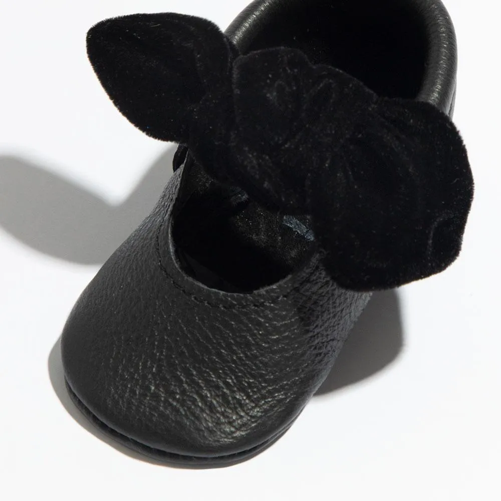 Black Velvet Knotted Bow Baby Shoe