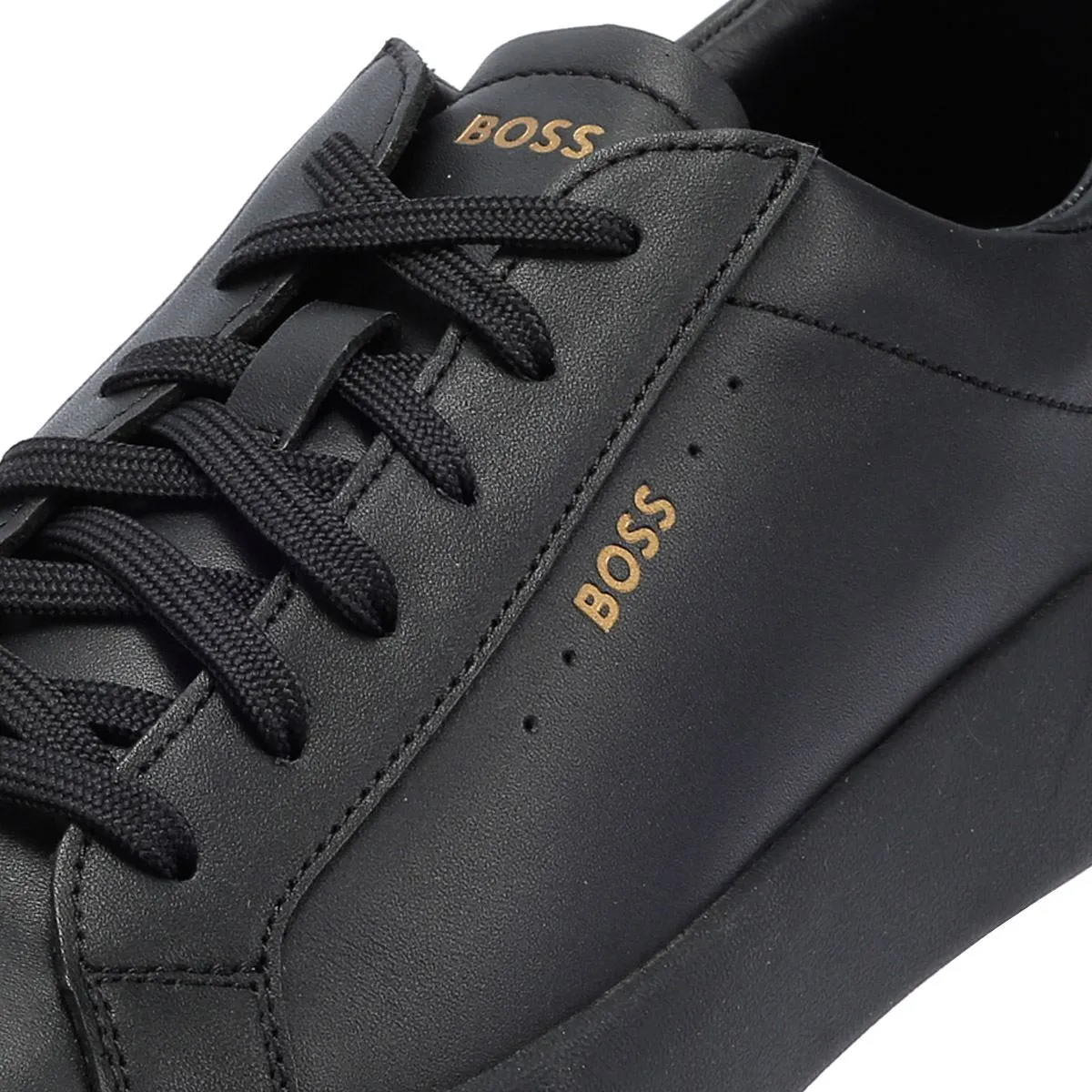 Boss Belwar Tennis Smooth Leather Men's Black Trainers