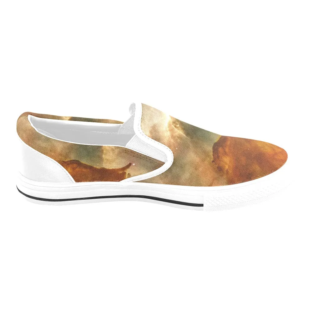 Brown Marble Slip-on Canvas Women's Shoes