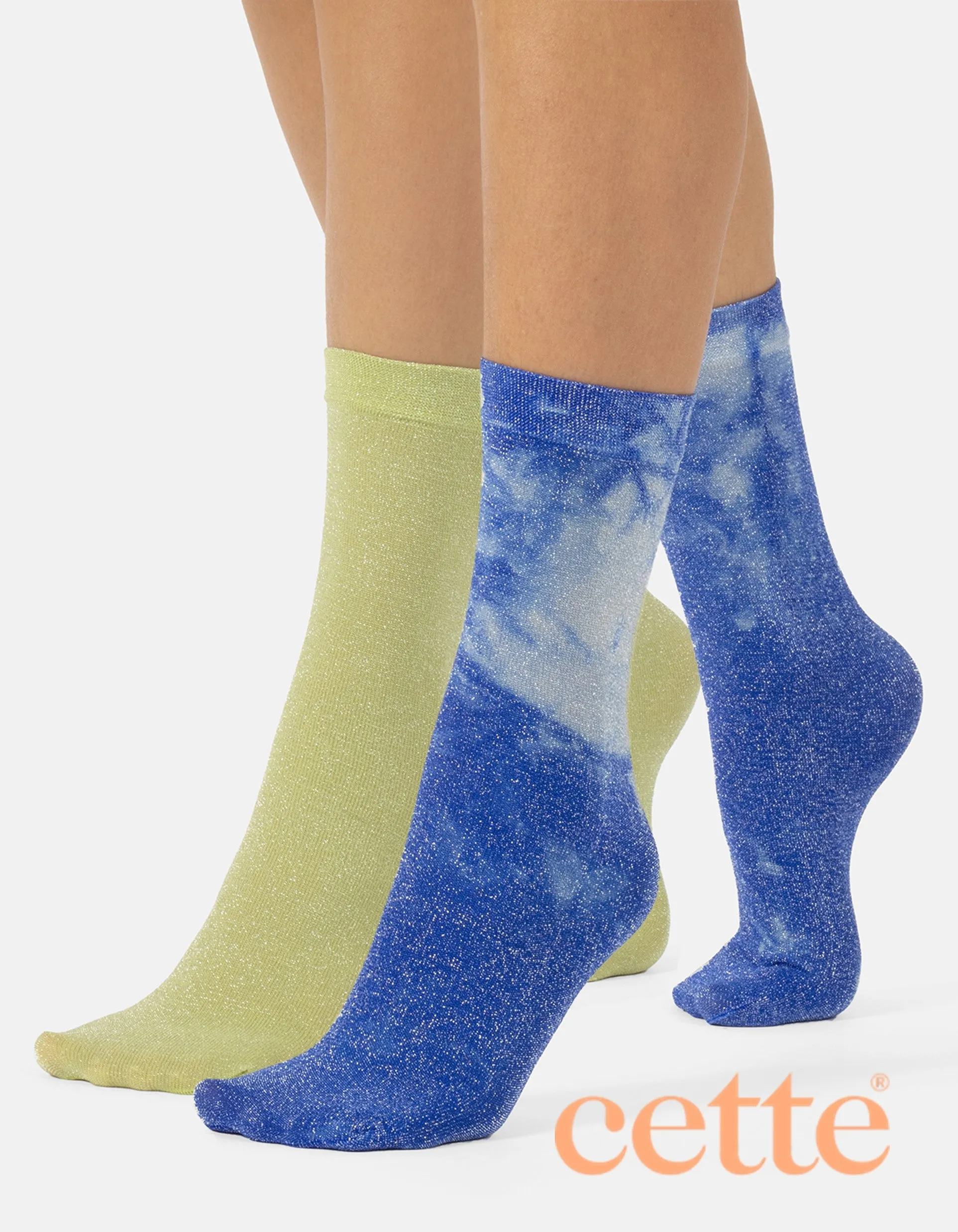 Cette Tie Dye Socks 249-12 Blue/Green (Value Twin Pack)