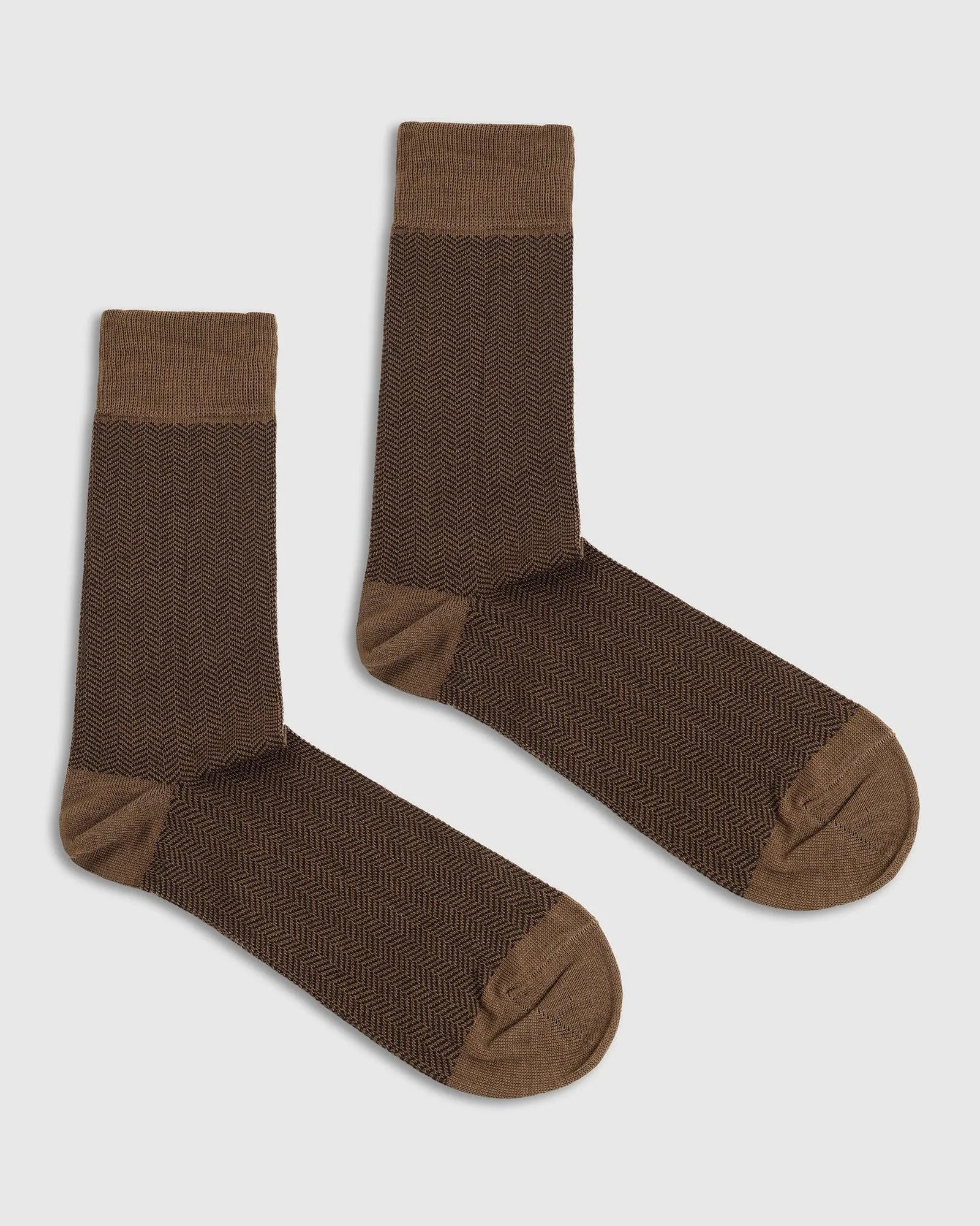 Cotton Tobacco Brown Textured Socks - Rio