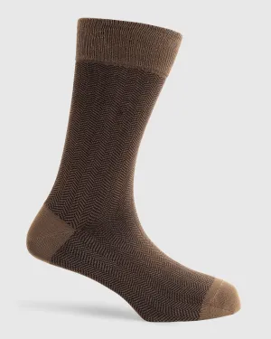 Cotton Tobacco Brown Textured Socks - Rio