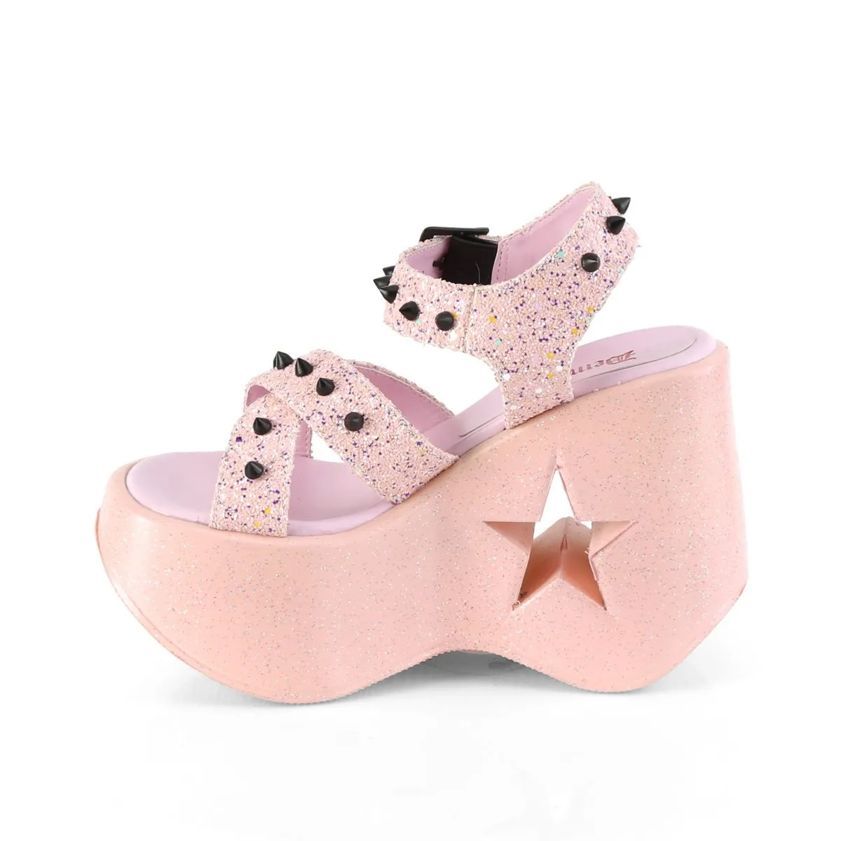 Demonia DYNAMITE-02 | Baby Pink Glitter Sandals