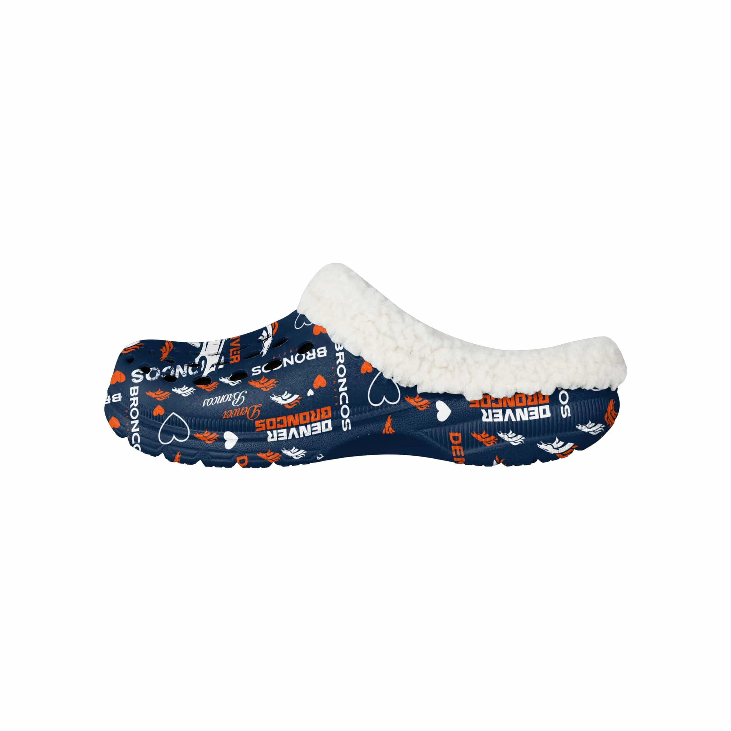 Denver Broncos NFL Womens Sherpa Lined Logo Love Clog