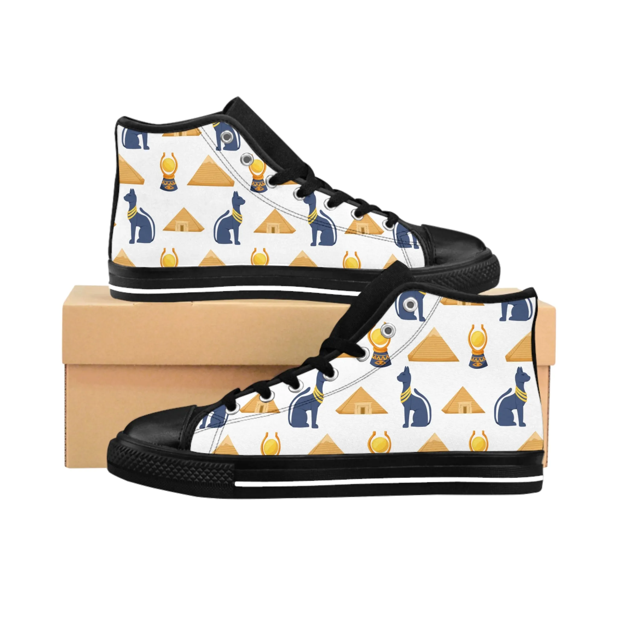 Egypt Cat and Pyramid Women's Classic Sneakers