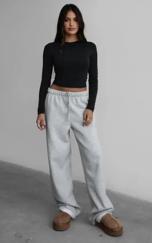 Fleece Wide Leg Sweatpants Heather Grey