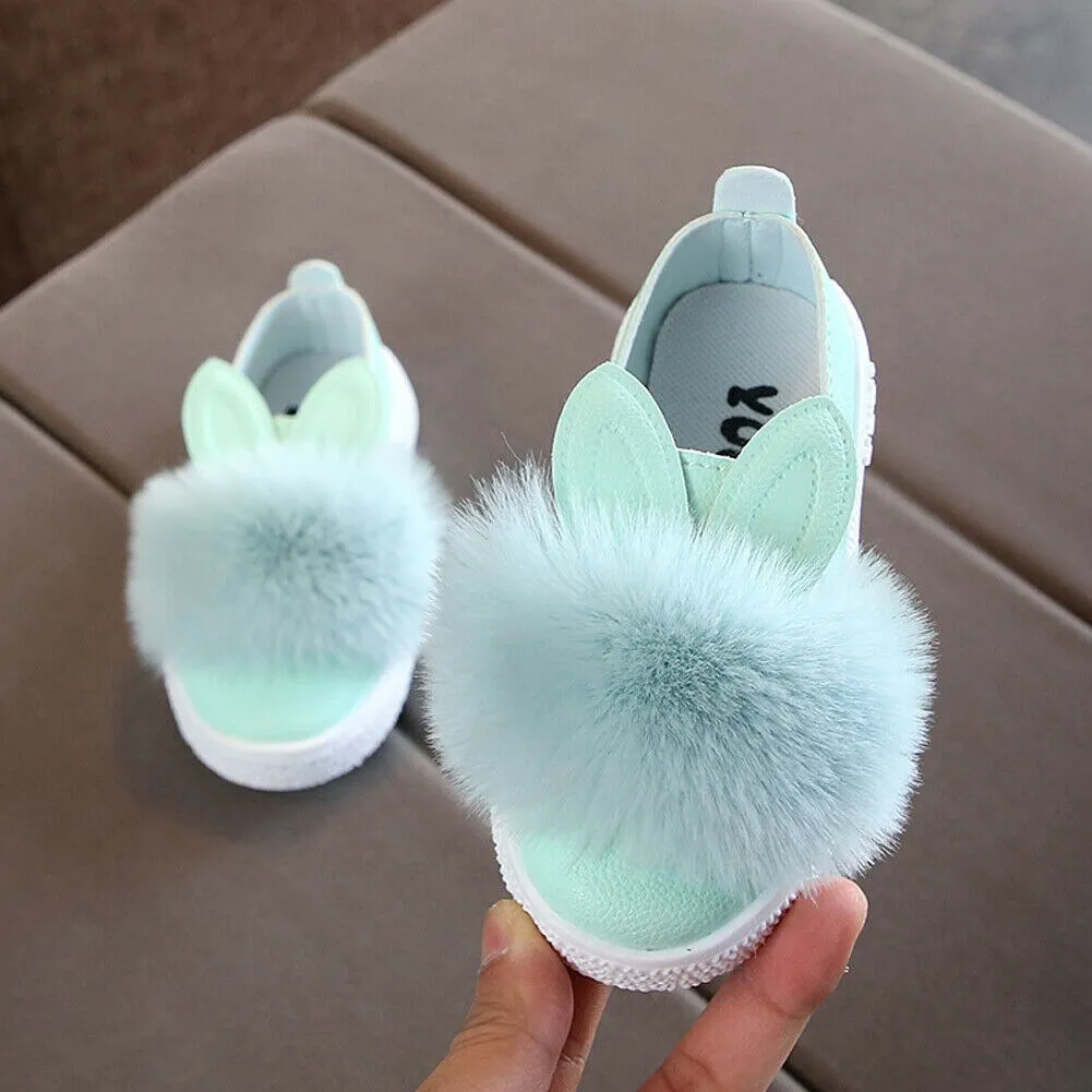 Fluffy Bunny Design Casual Cool Shoes For Kids