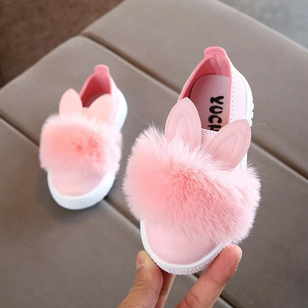 Fluffy Bunny Design Casual Cool Shoes For Kids