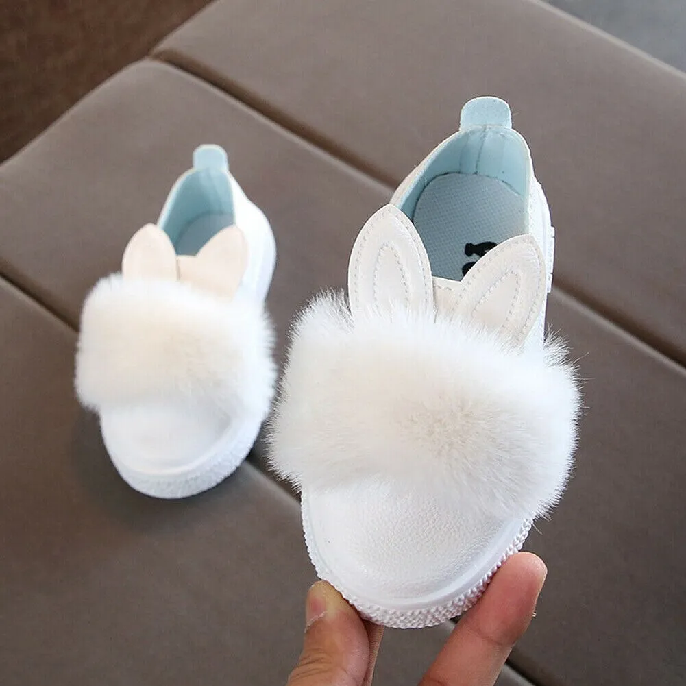 Fluffy Bunny Design Casual Cool Shoes For Kids