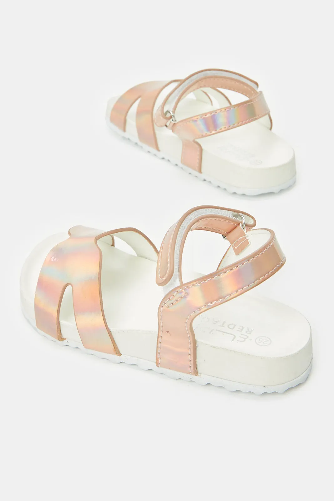 Girls Pink Shiny Strap Sandal