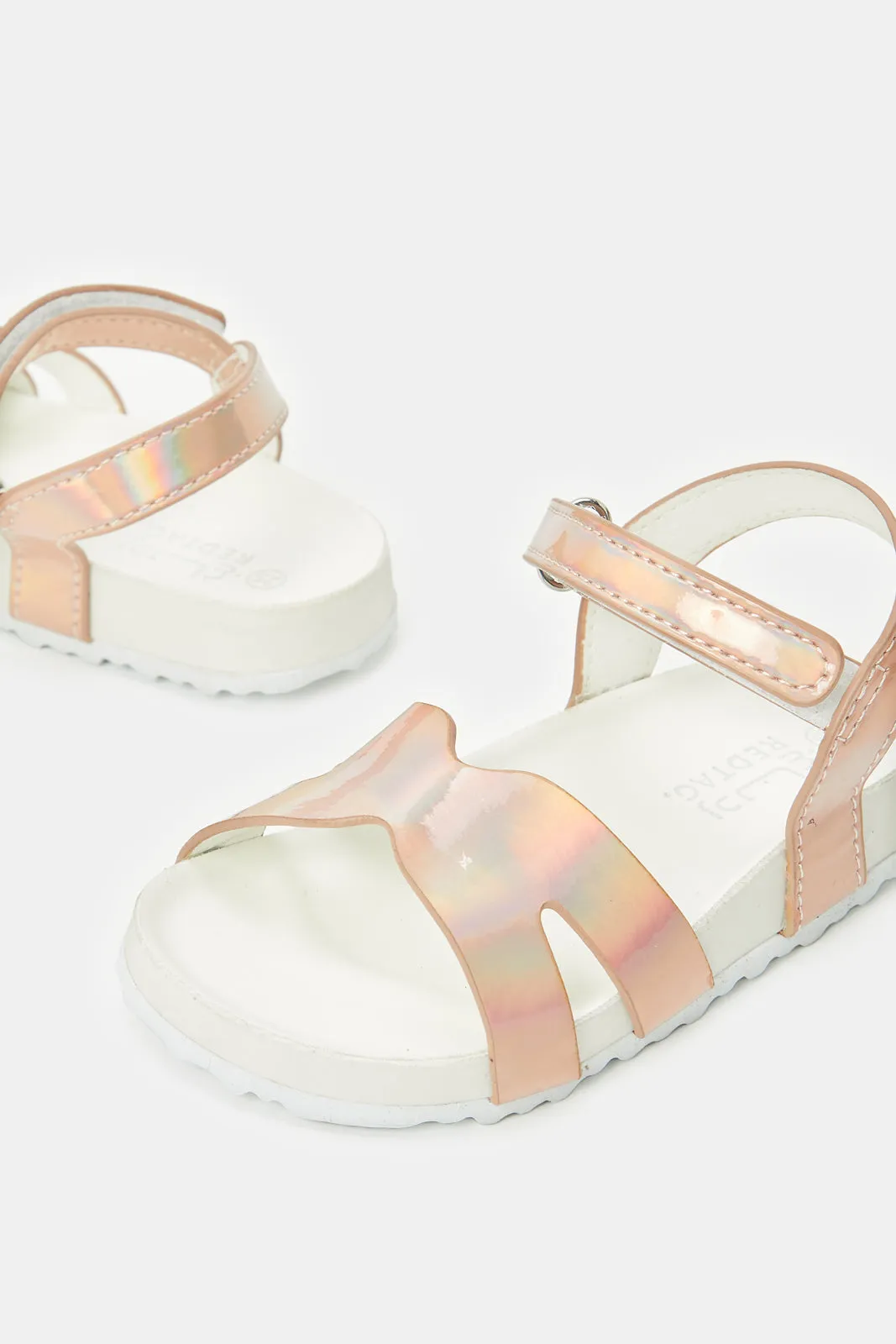 Girls Pink Shiny Strap Sandal