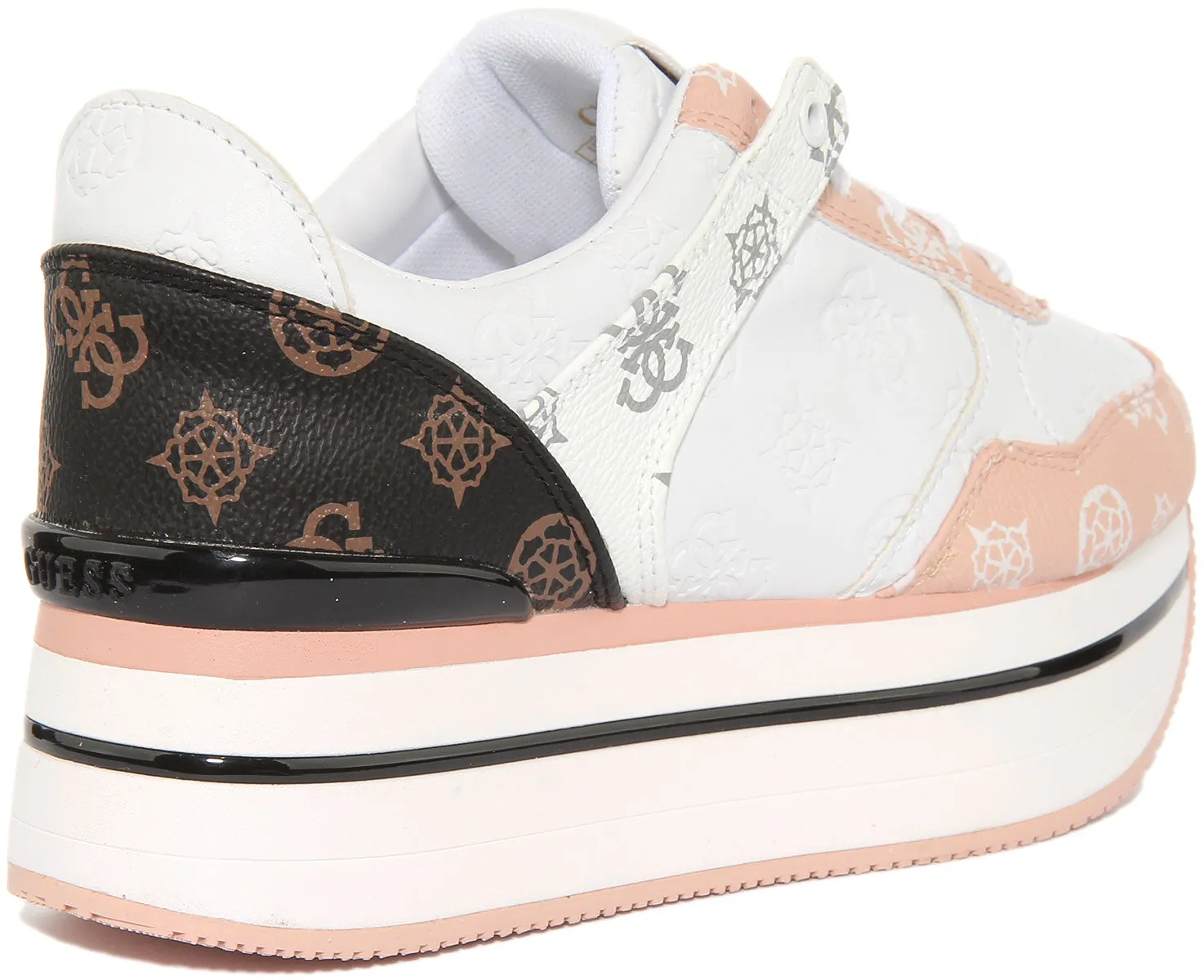 Guess Hindle 4G Platform In White Pink For Women