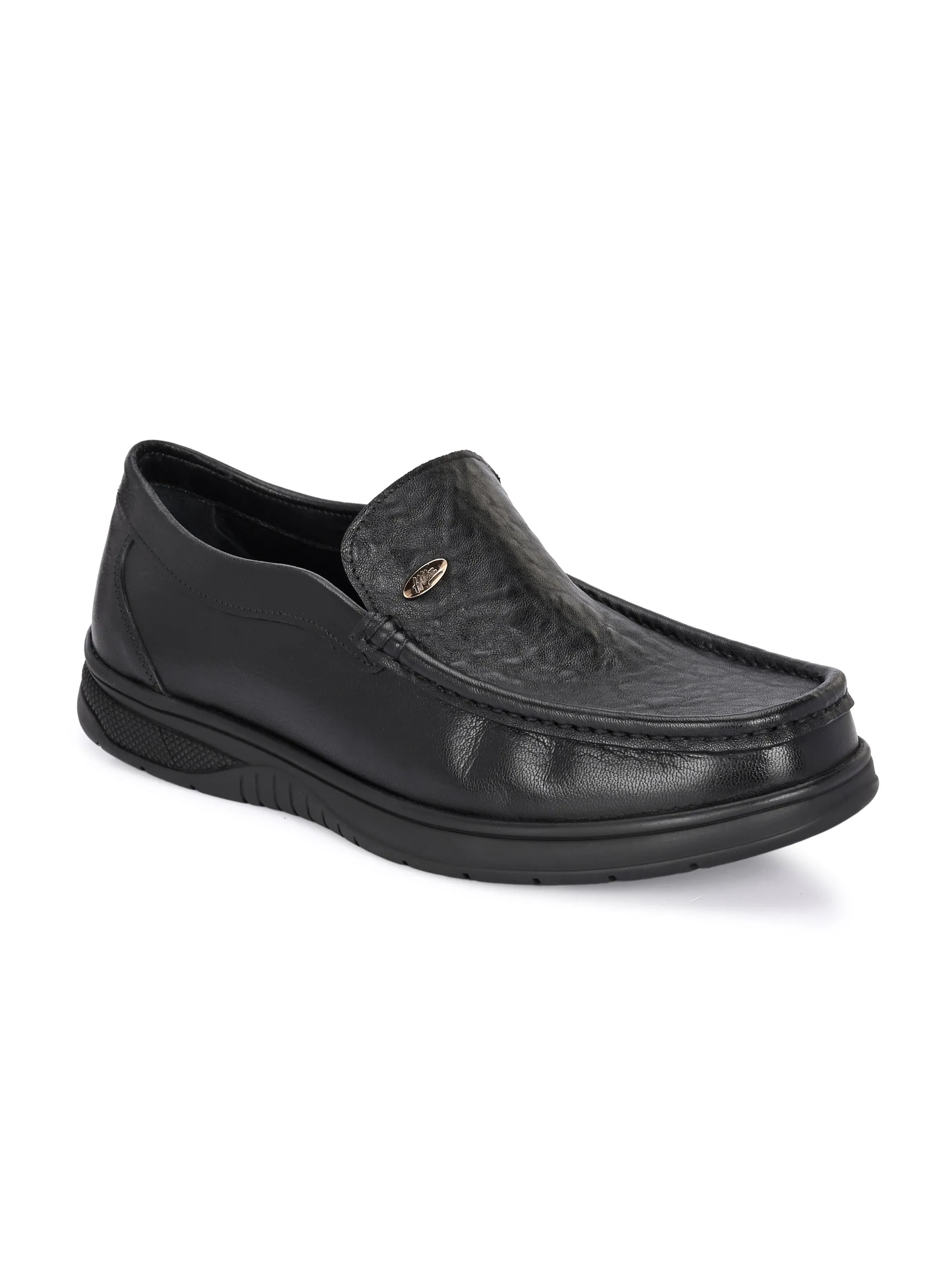 Hitz Men's Black Leather Formal Office Wear Shoes