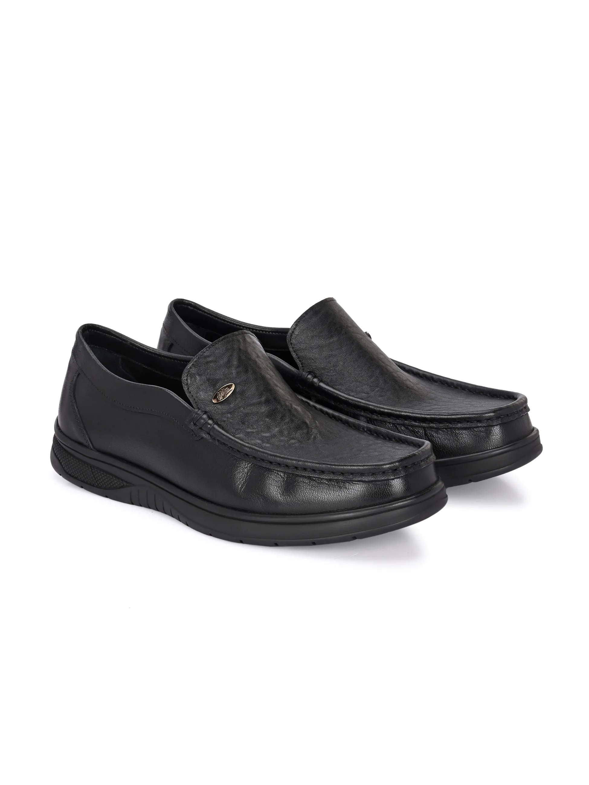 Hitz Men's Black Leather Formal Office Wear Shoes