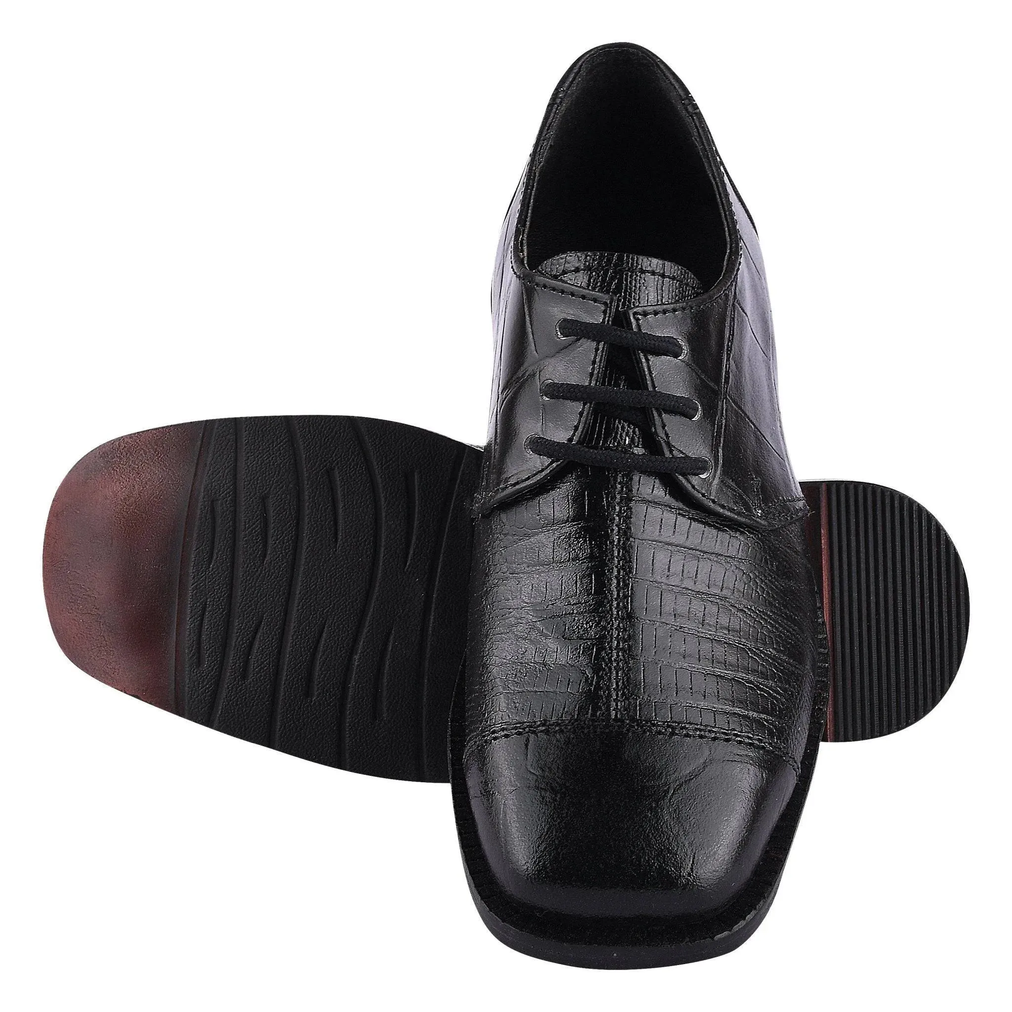 Kids' Black Leather Oxford Dress Shoes