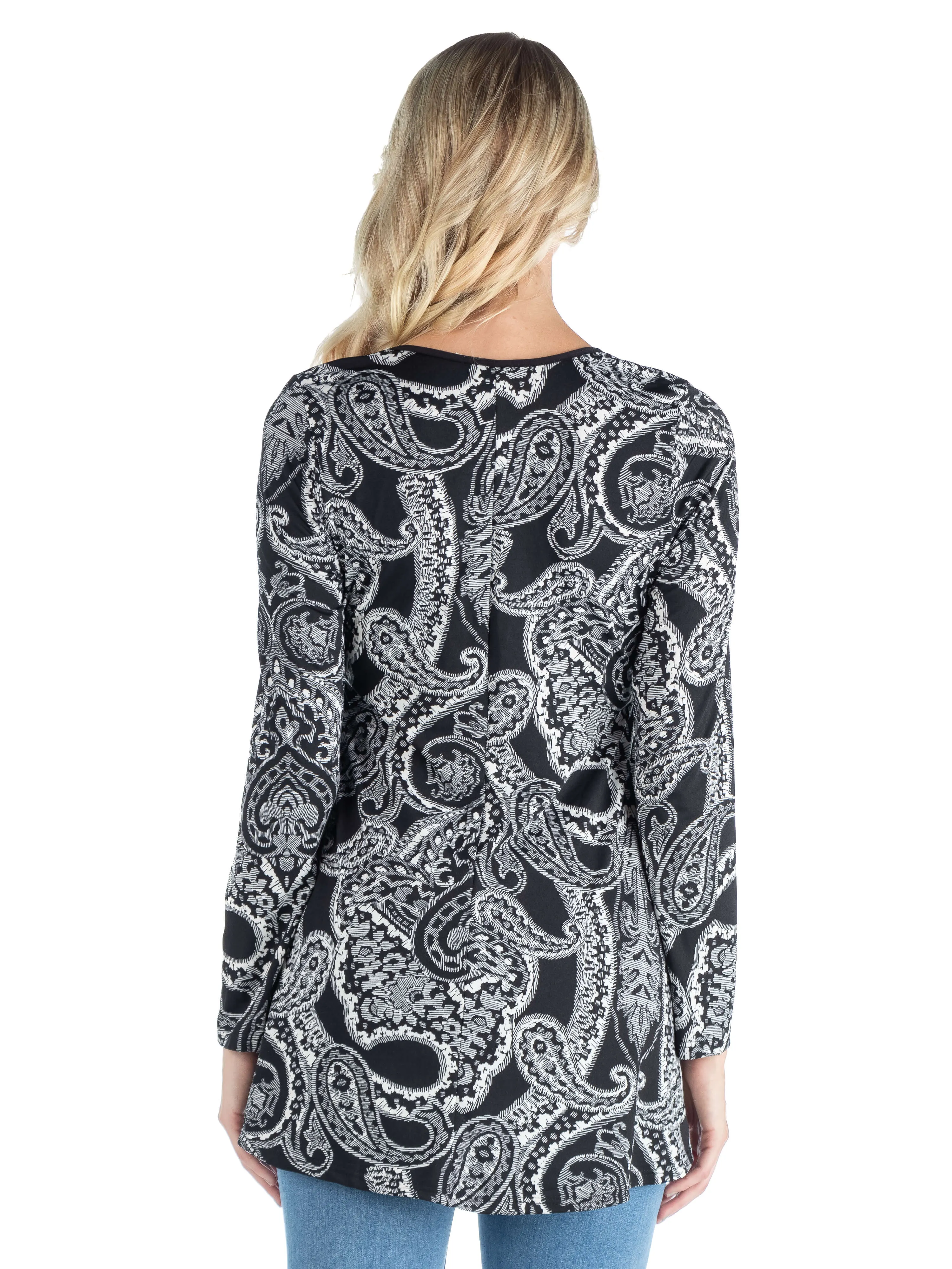 Maternity Black Paisley Long Sleeve Tunic Top