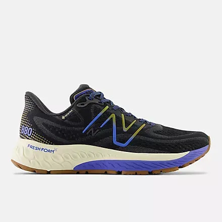 Men's & Women's 880v13 Fresh Foam X Gor-Tex Running Shoe in Black with Marine Blue Available in Wide Widths