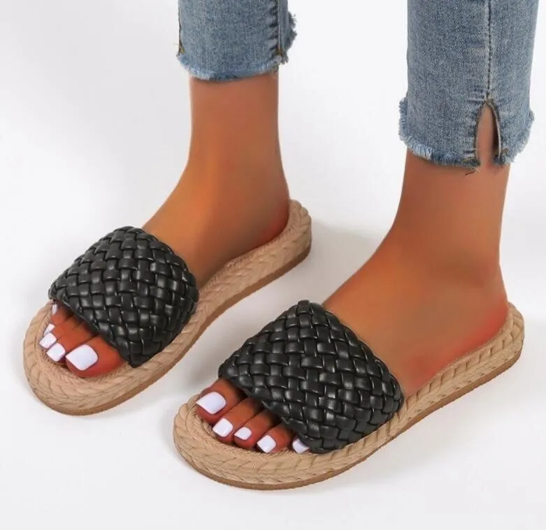 Open Flat Sandals Woven Slippe Shoes