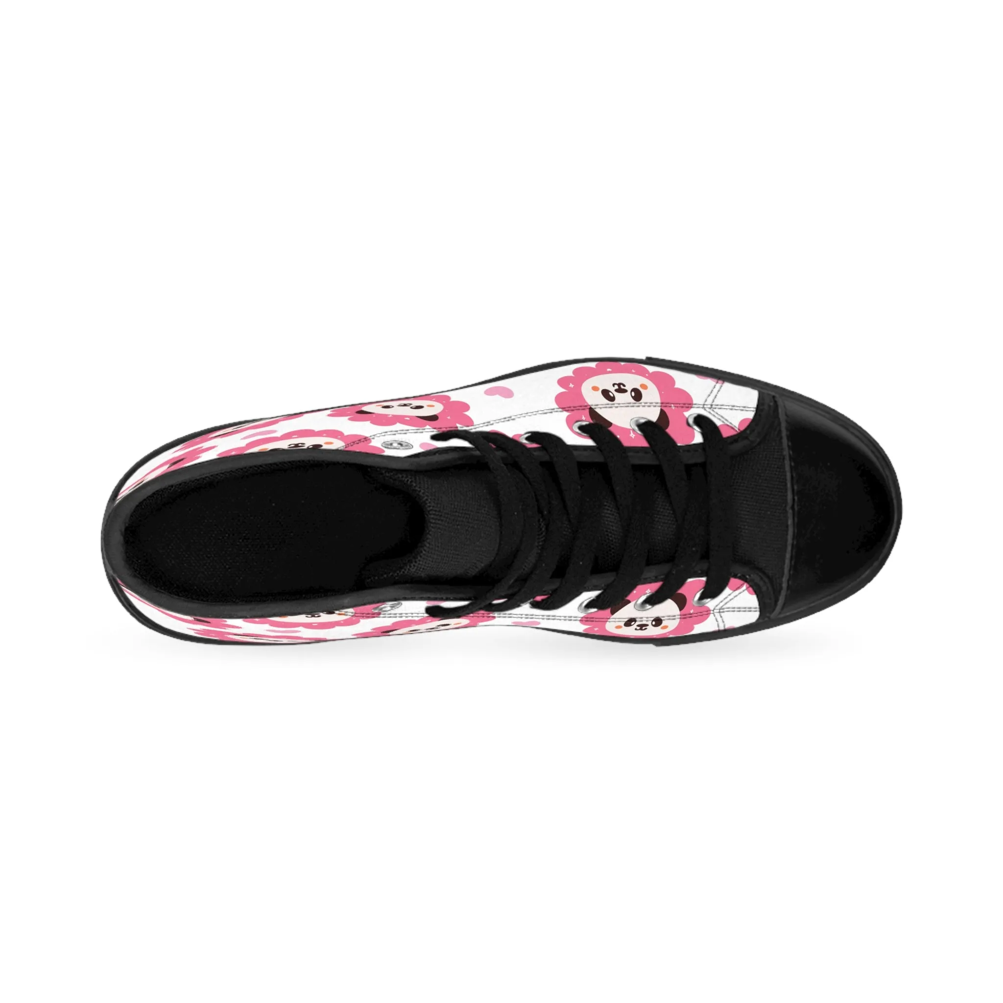 Pink Panda Pattern Women's Classic Sneakers