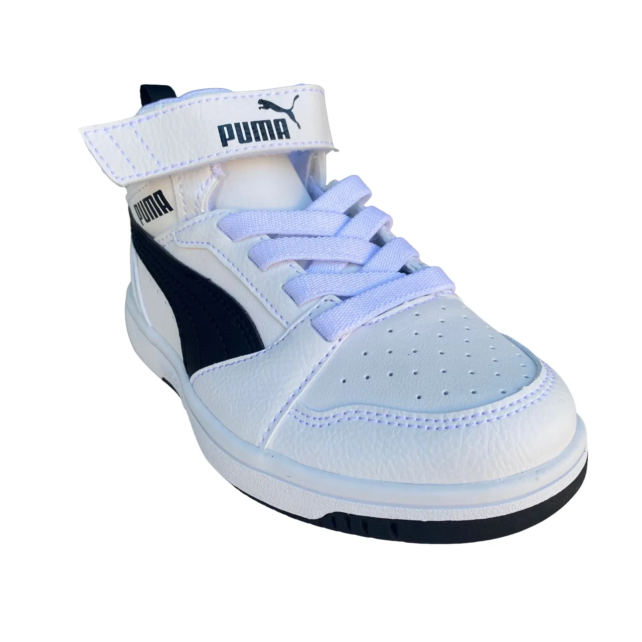 Puma scarpa sneakers da bambino Rebound V6 Mid 393832 02 bianco-nero