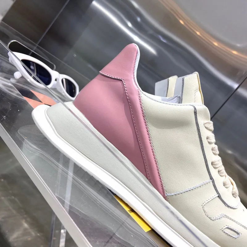 Rick Owens Cream and Pink Low-Top Sneakers