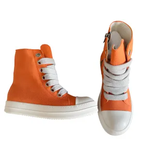 Rick Owens Orange High-Top Sneakers