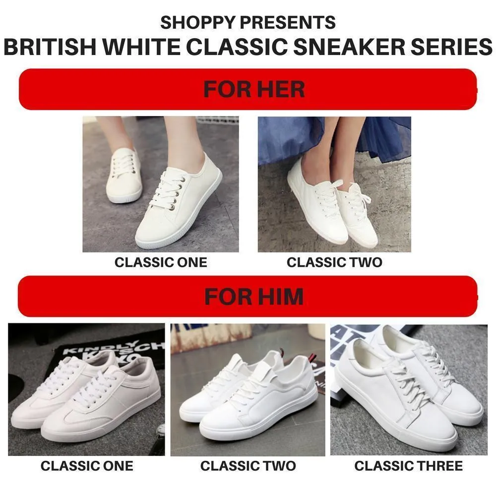 Shoppy British White Classic Sneaker Series / Men / Women / Couple / Shoes / Trend / Fashion / Travel / Gift