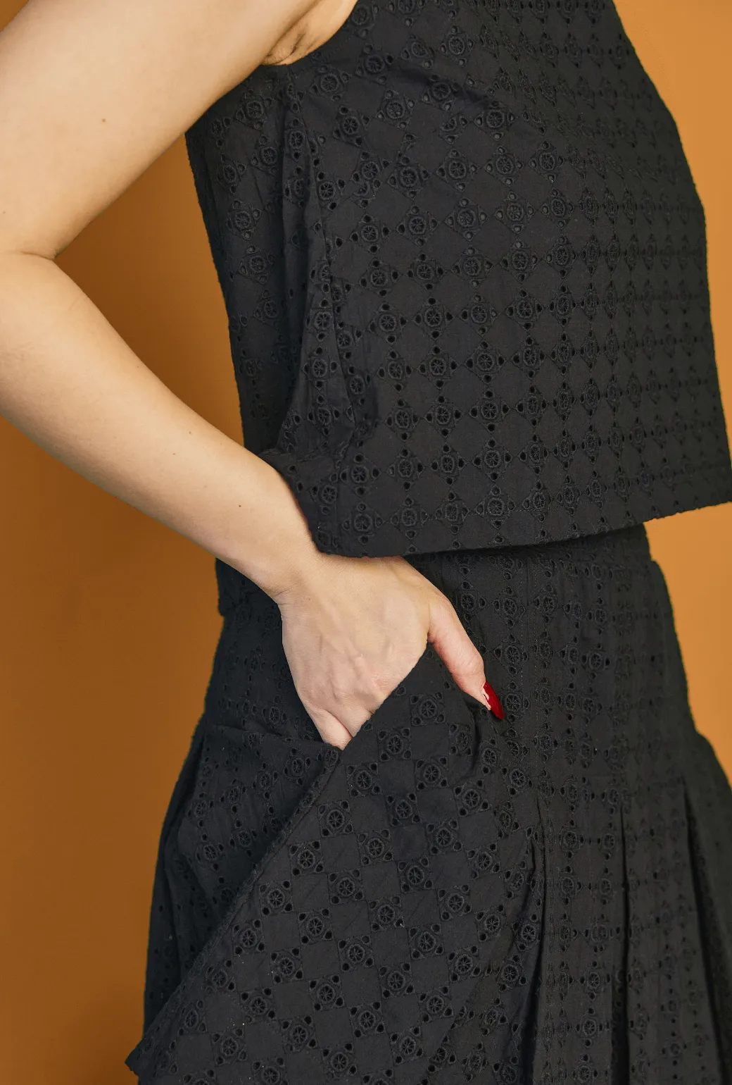 Smocked MINI Skirt - Black Eyelet