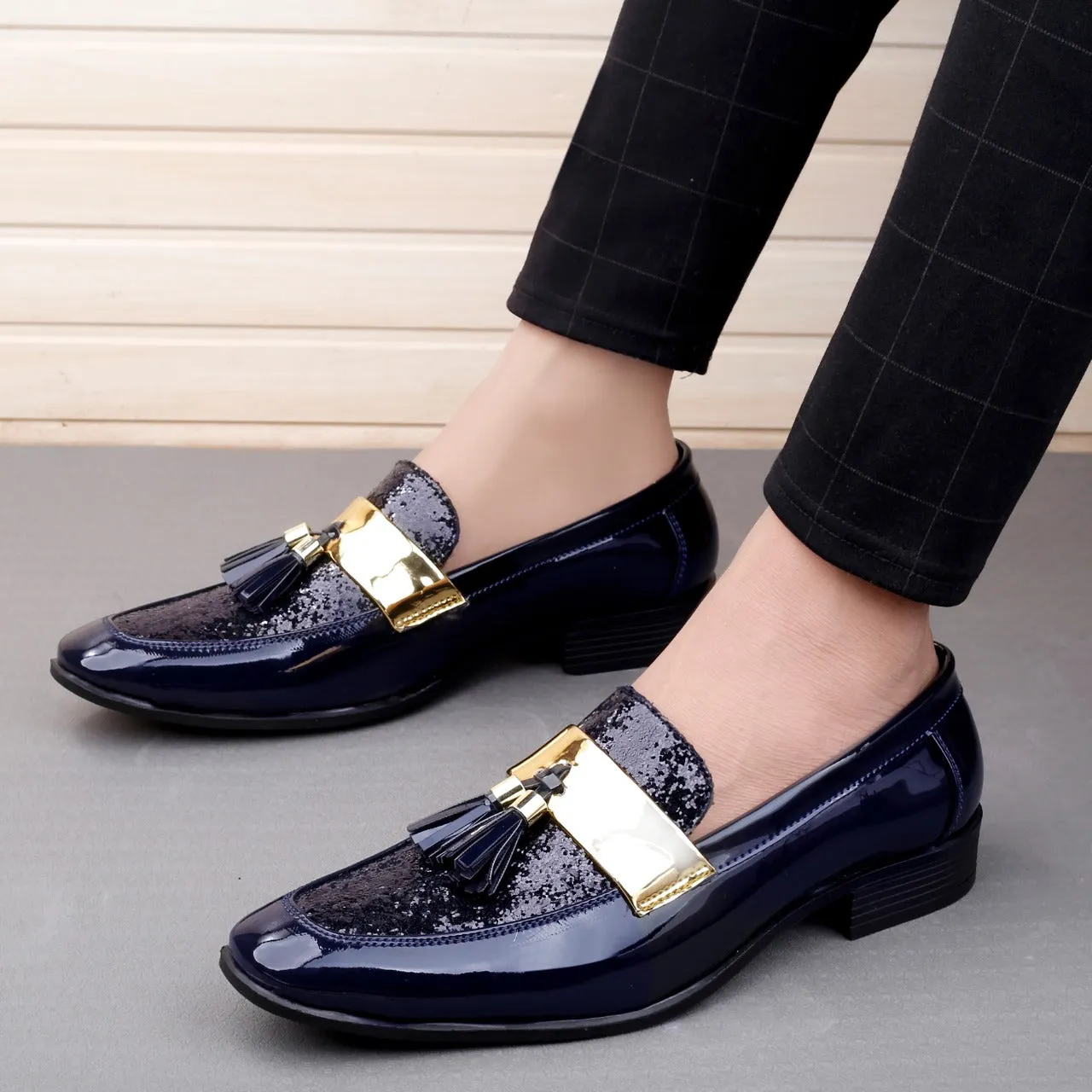 Stylish Wear Men Shiny Blue Color Outdoor Formal And Party Casual Ethnic Loafer-JonasParamount