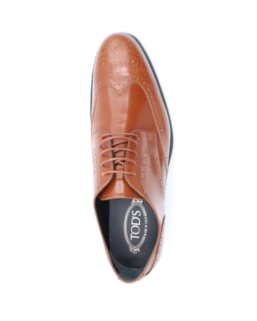 Tods Mens Brown Leather Derby Moccassin Lace Up Dress Shoe