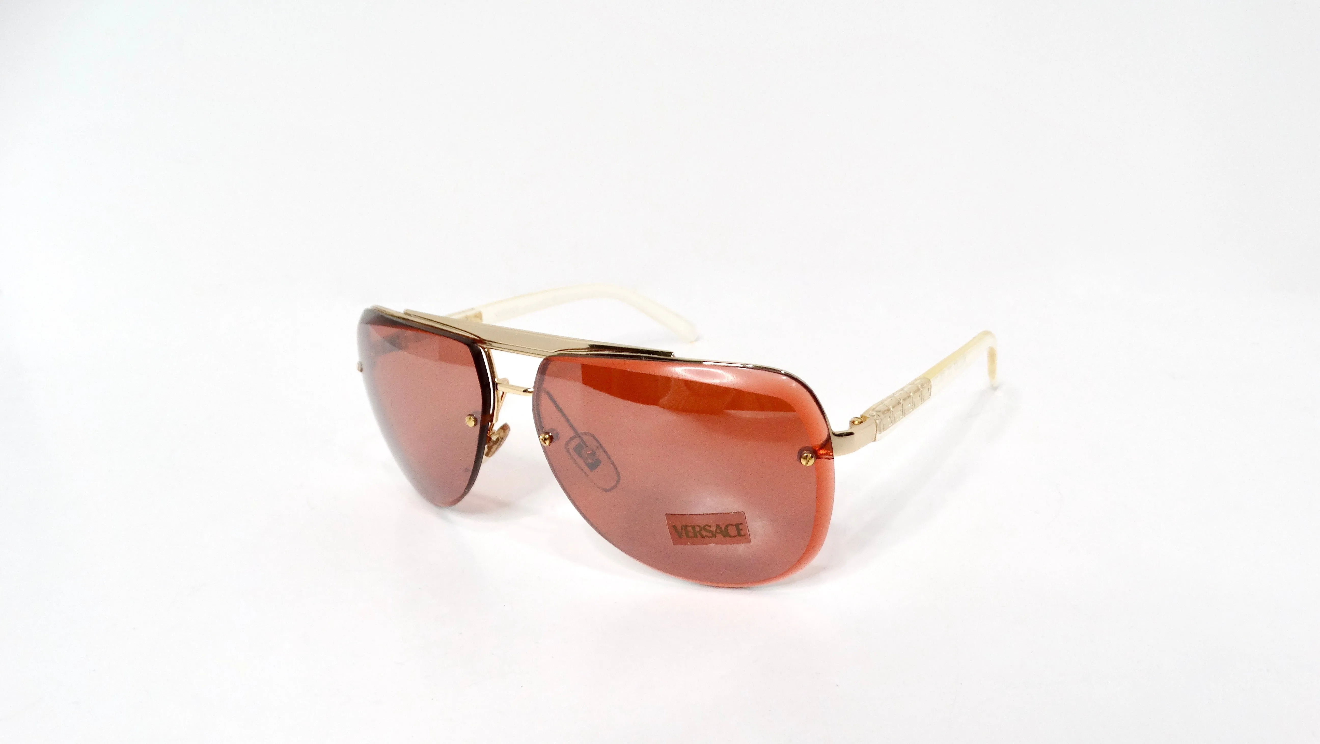 Versace Y2K X87 Aviator Burnt Orange Tinted Lens Sunglasses