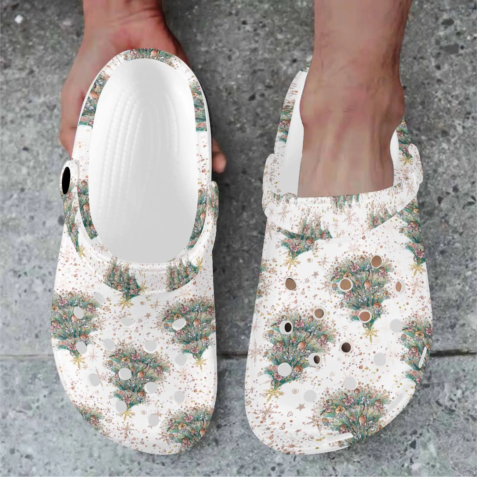 White Christmas 50  Custom Print Adults Clogs